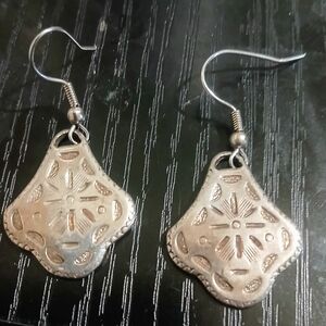 Silver-Tone Engraved Drop Earrings - Women Jewelry